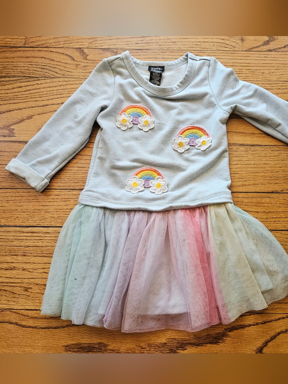 Zunie Rainbow Tulle Dress 4 4T Sweatshirt Toddler Girl